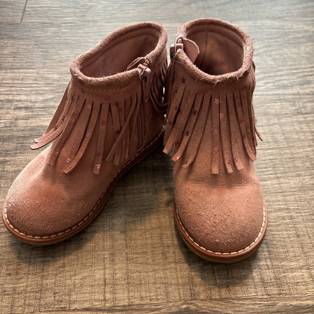 Kids Fringe Ankle Boots - Brown